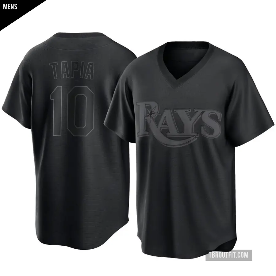 Men's Tampa Bay Rays ＃10 Raimel Tapia Replica Black Pitch Fashion Jersey