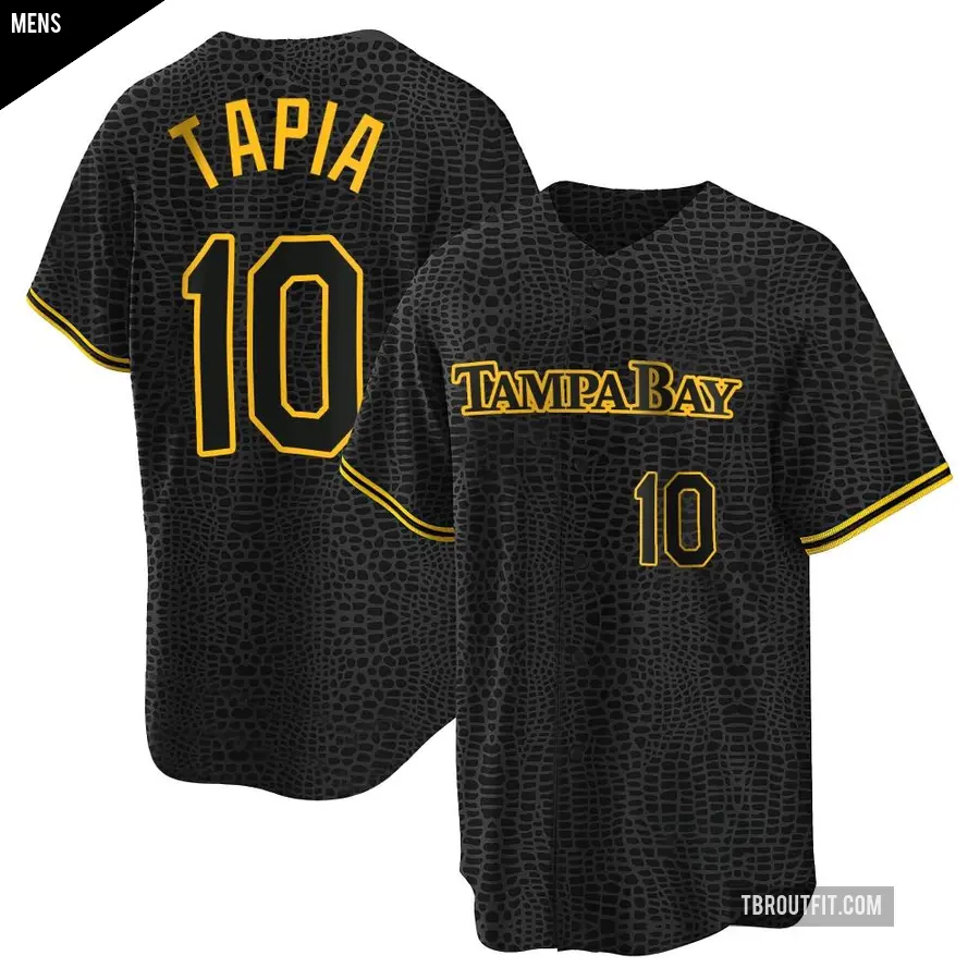 Men's Tampa Bay Rays ＃10 Raimel Tapia Replica Black Snake Skin City Jersey