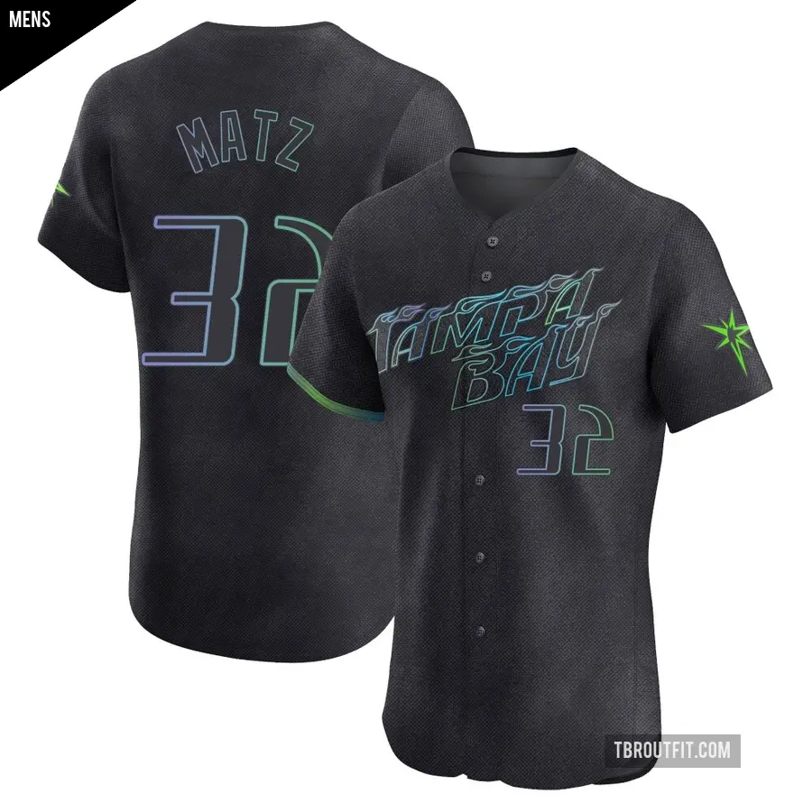 Men's Tampa Bay Rays ＃32 Steven Matz Elite Charcoal 2024 City Connect Jersey