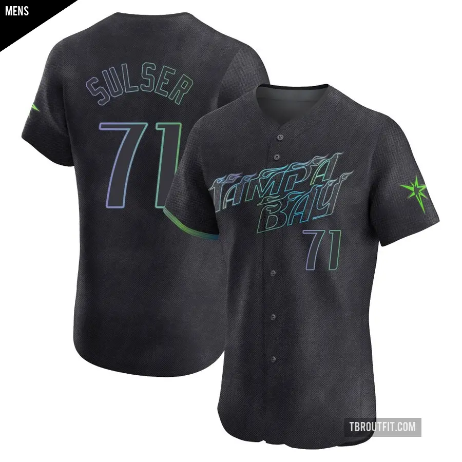 Men's Tampa Bay Rays ＃71 Cole Sulser Elite Charcoal 2024 City Connect Jersey