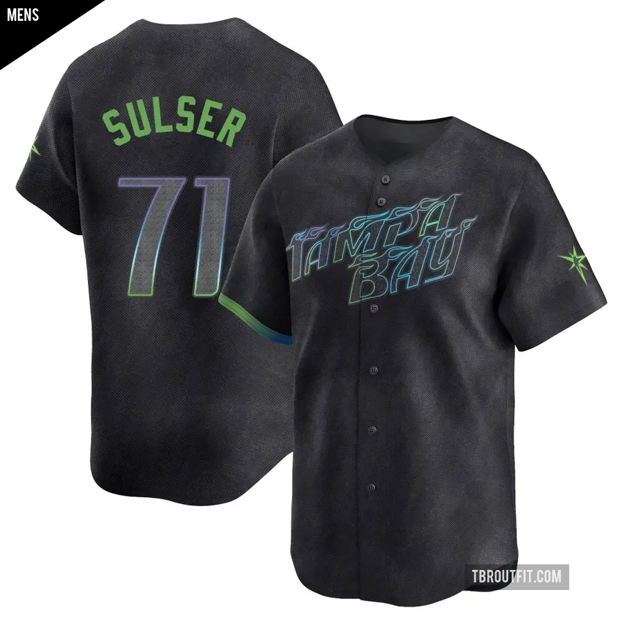 Men's Tampa Bay Rays ＃71 Cole Sulser Limited Charcoal 2024 City Connect Jersey
