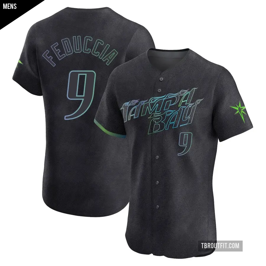 Men's Tampa Bay Rays ＃9 Hunter Feduccia Elite Charcoal 2024 City Connect Jersey