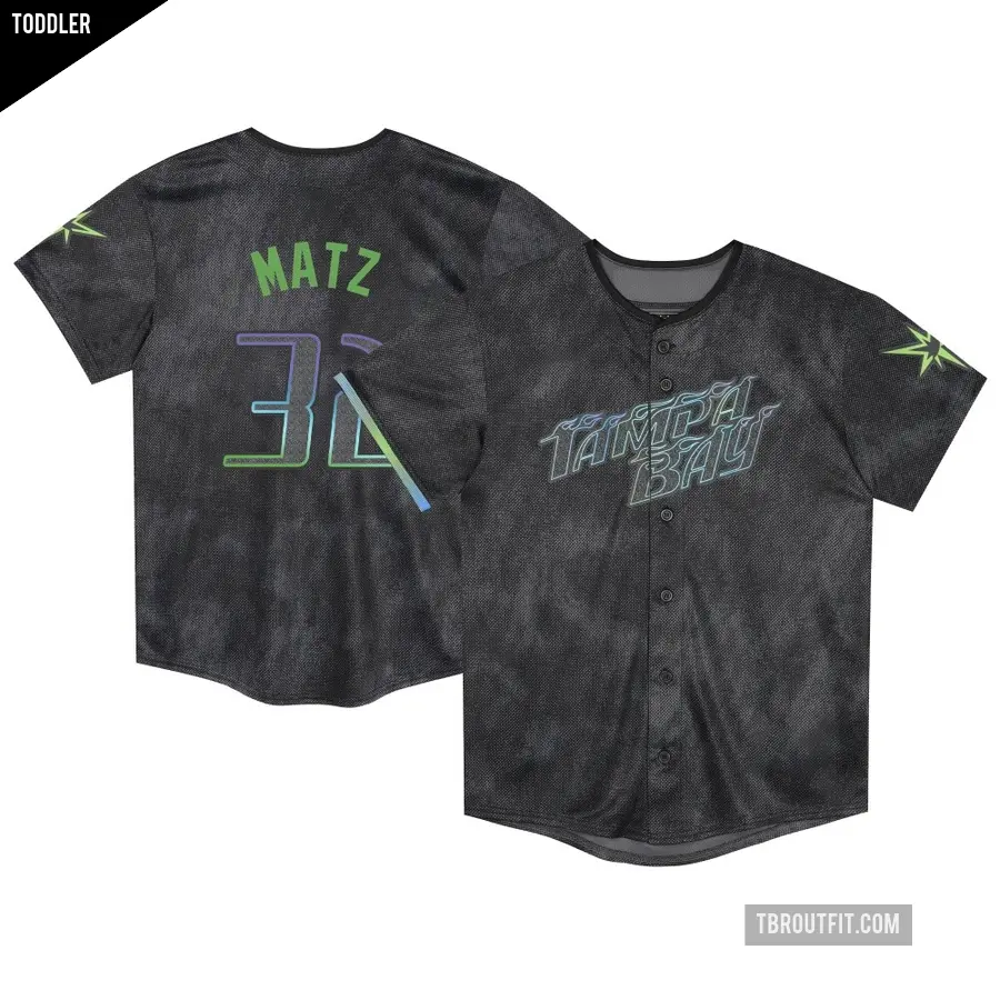Toddler Tampa Bay Rays ＃32 Steven Matz Limited Charcoal 2024 City Connect Jersey