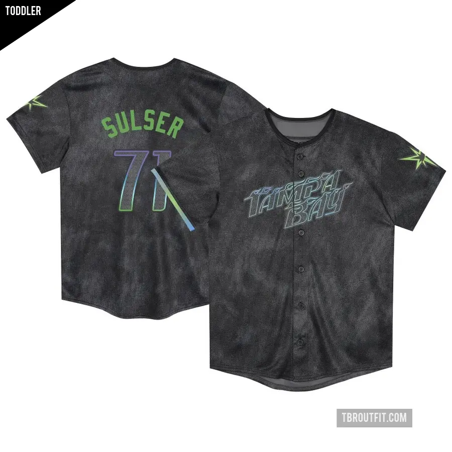 Toddler Tampa Bay Rays ＃71 Cole Sulser Limited Charcoal 2024 City Connect Jersey