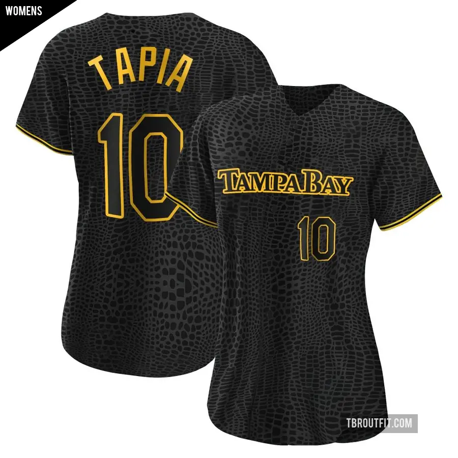Women's Tampa Bay Rays ＃10 Raimel Tapia Authentic Black Snake Skin City Jersey