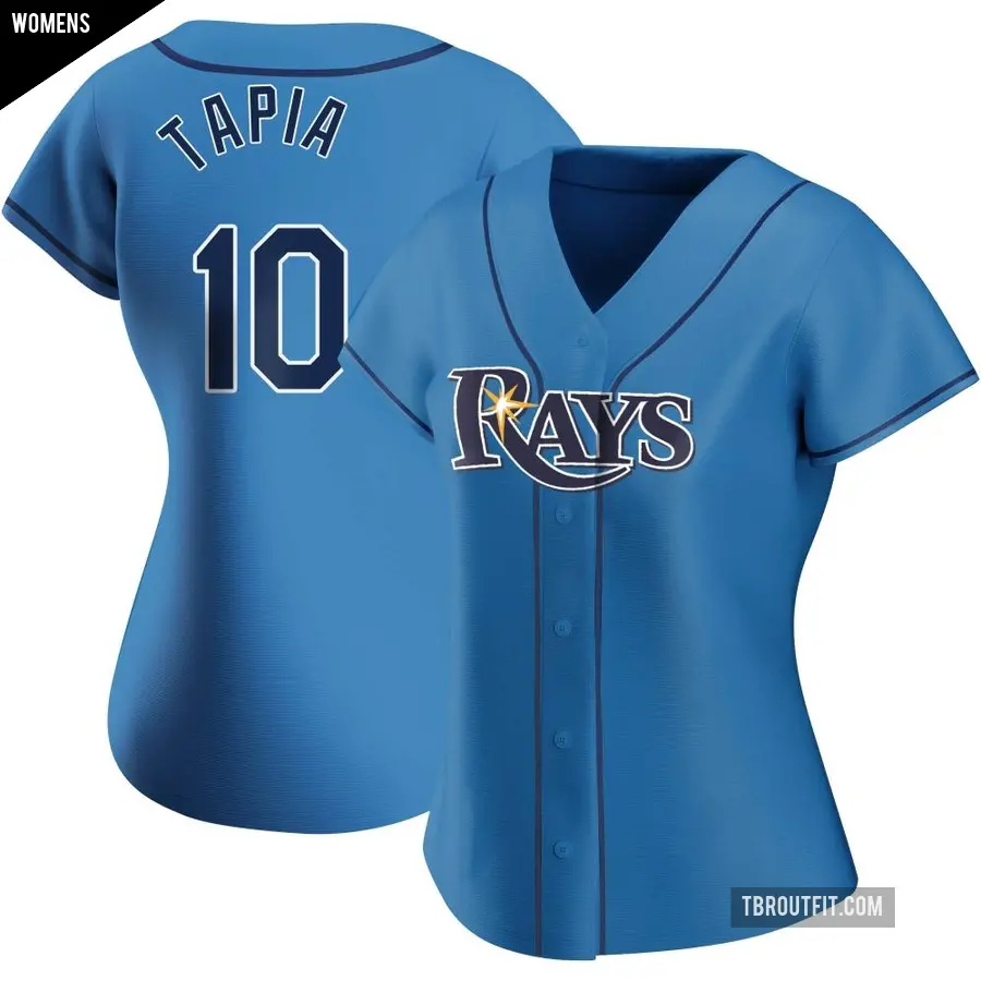 Women's Tampa Bay Rays ＃10 Raimel Tapia Authentic Light Blue Alternate Jersey