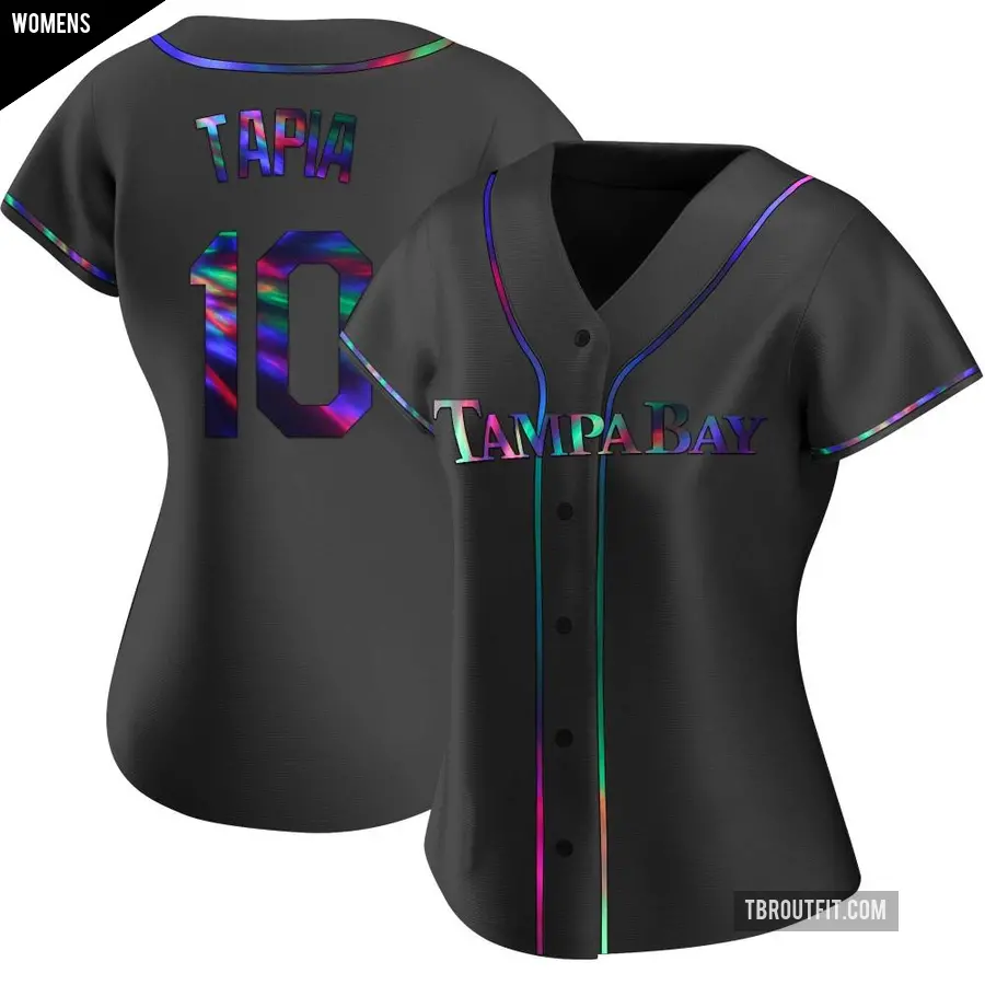 Women's Tampa Bay Rays ＃10 Raimel Tapia Replica Black Holographic Alternate Jersey