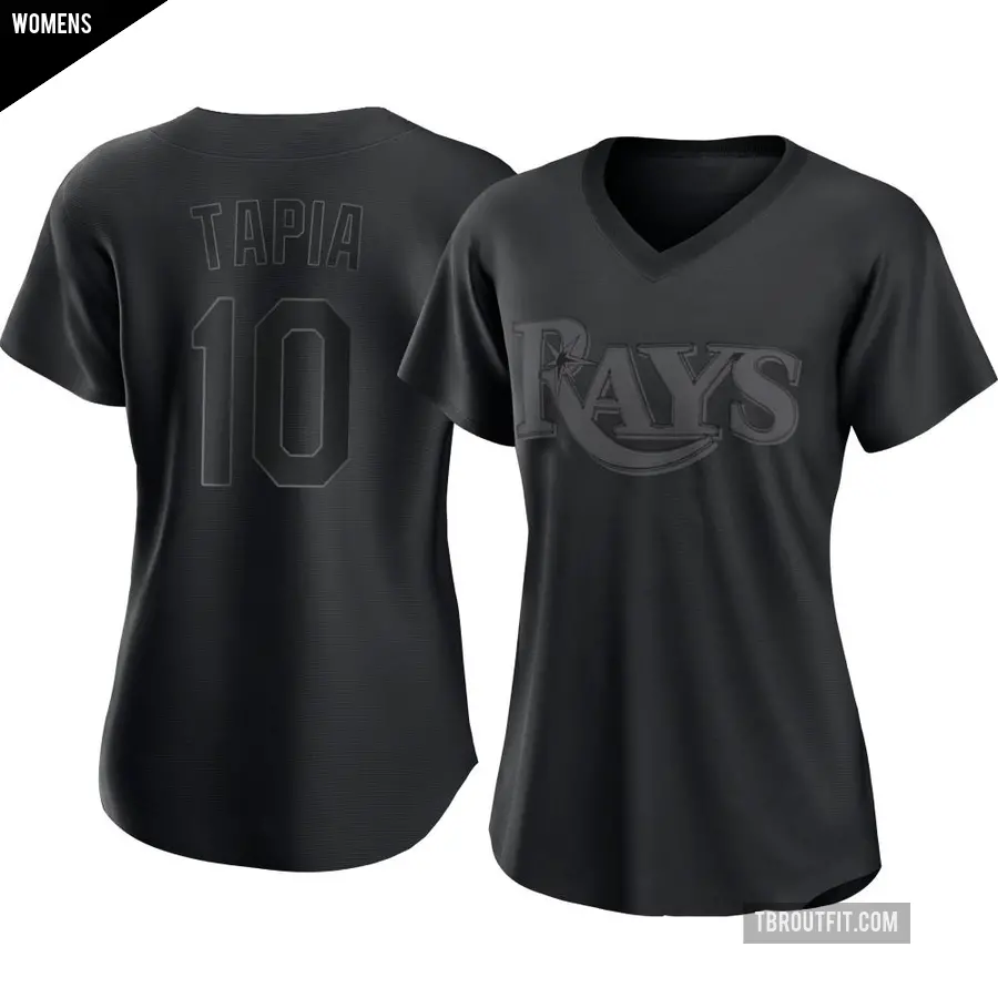 Women's Tampa Bay Rays ＃10 Raimel Tapia Replica Black Pitch Fashion Jersey