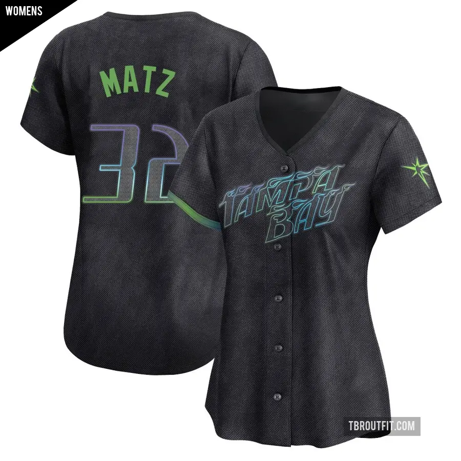 Women's Tampa Bay Rays ＃32 Steven Matz Limited Charcoal 2024 City Connect Jersey