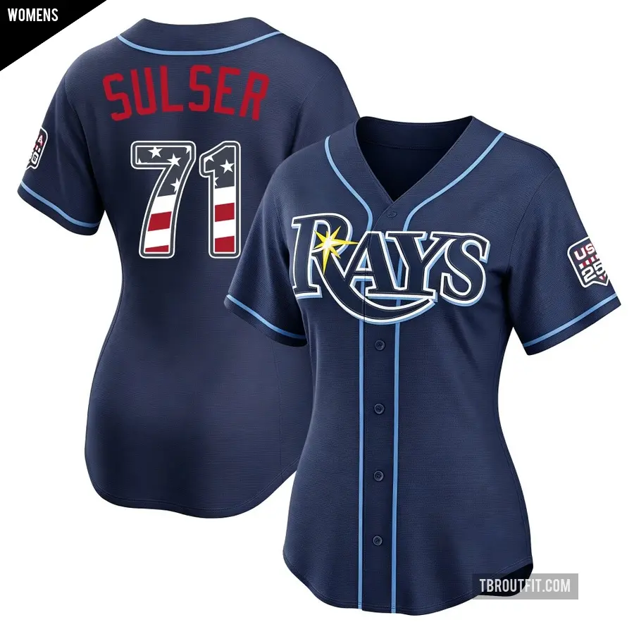 Women's Tampa Bay Rays ＃71 Cole Sulser Limited Navy USA 250 Fourth Of July Road Stadium Jersey