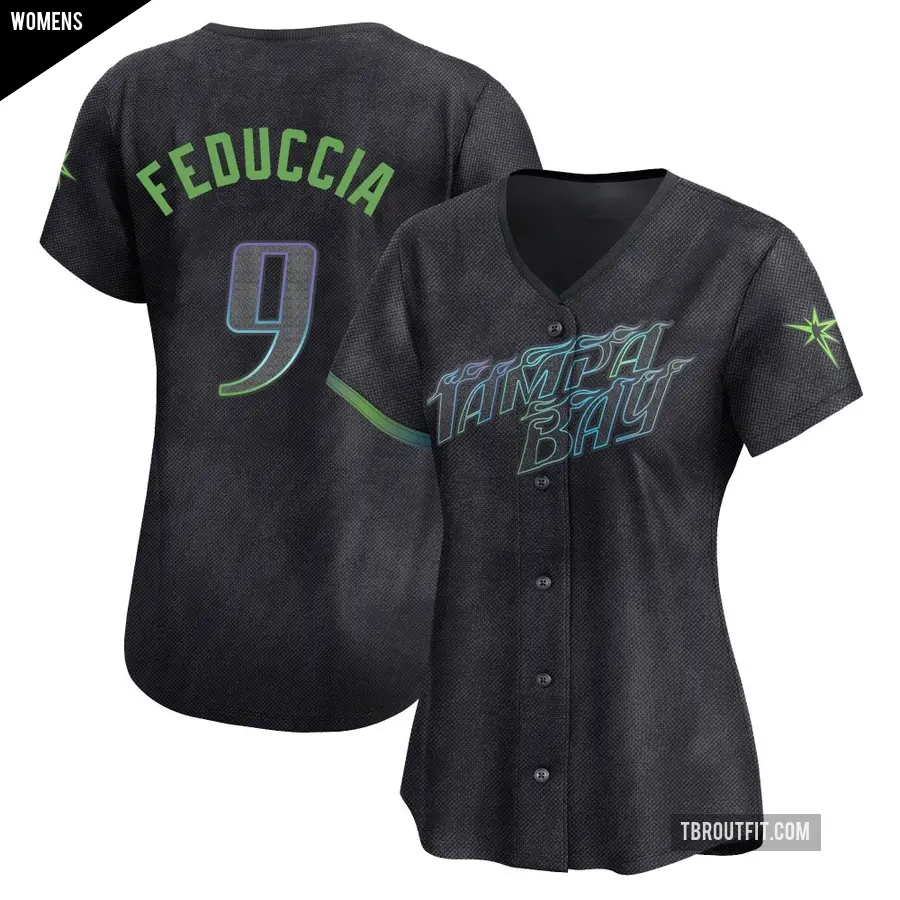 Women's Tampa Bay Rays ＃9 Hunter Feduccia Limited Charcoal 2024 City Connect Jersey
