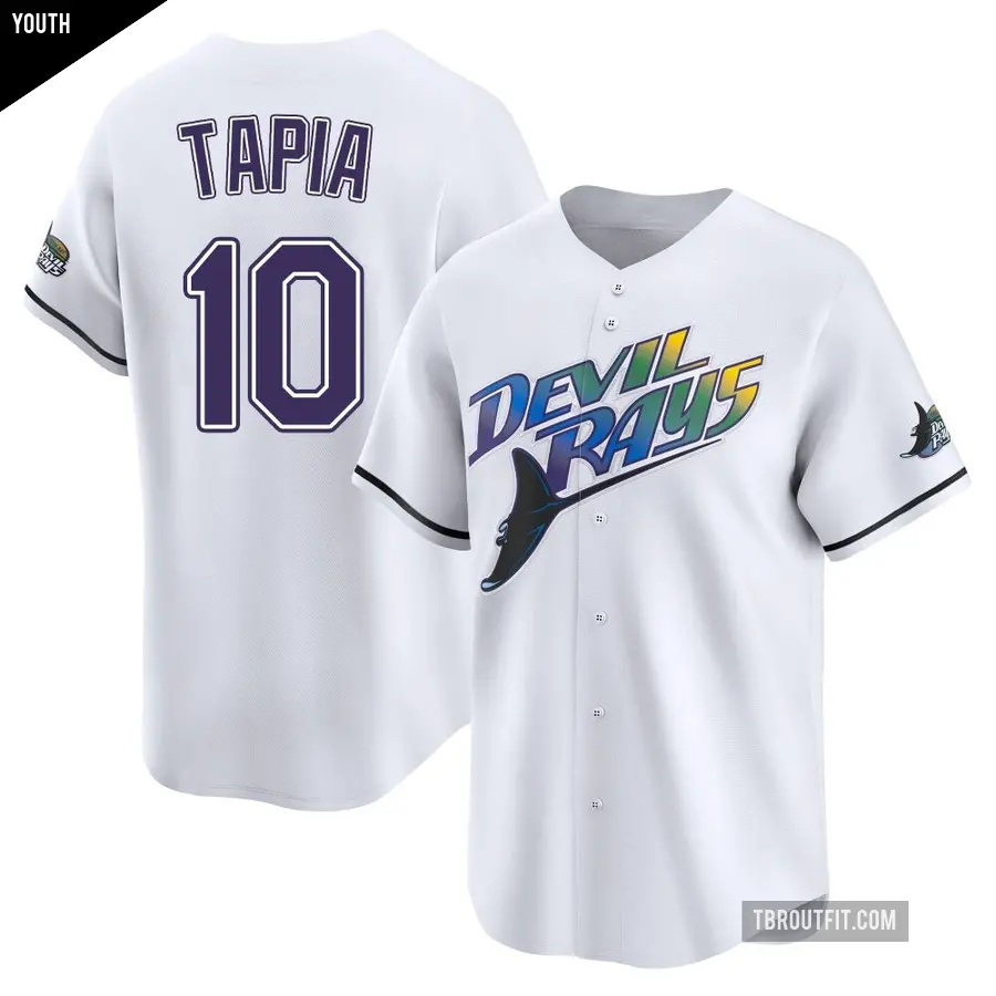 Youth Tampa Bay Rays ＃10 Raimel Tapia Limited White Throwback Cooperstown Jersey