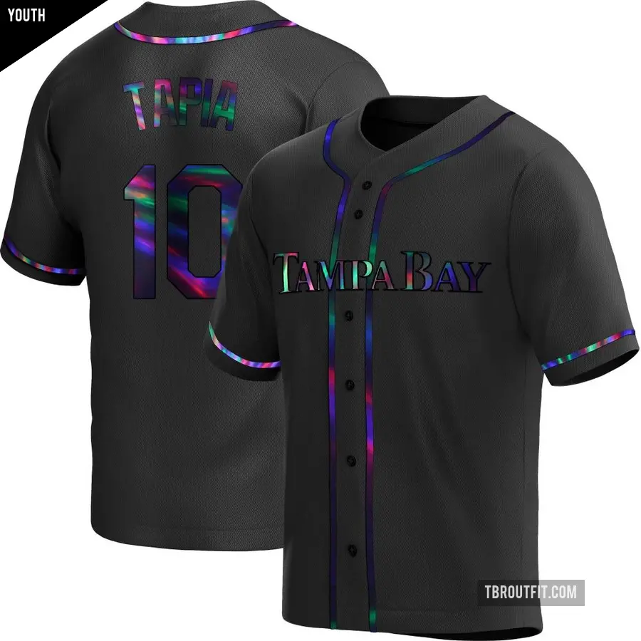 Youth Tampa Bay Rays ＃10 Raimel Tapia Replica Black Holographic Alternate Jersey