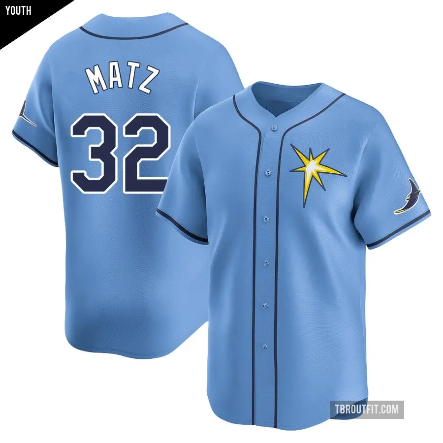 Youth Tampa Bay Rays ＃32 Steven Matz Limited Light Blue Alternate Jersey