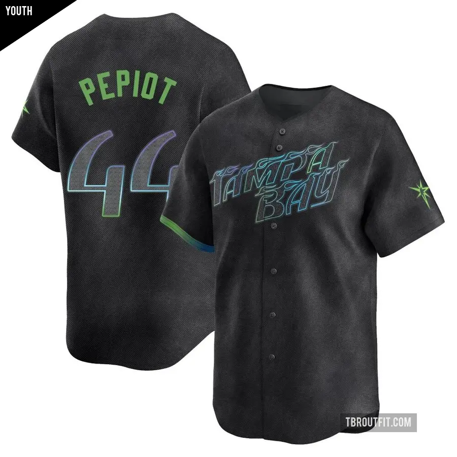 Youth Tampa Bay Rays ＃44 Ryan Pepiot Limited Charcoal 2024 City Connect Jersey