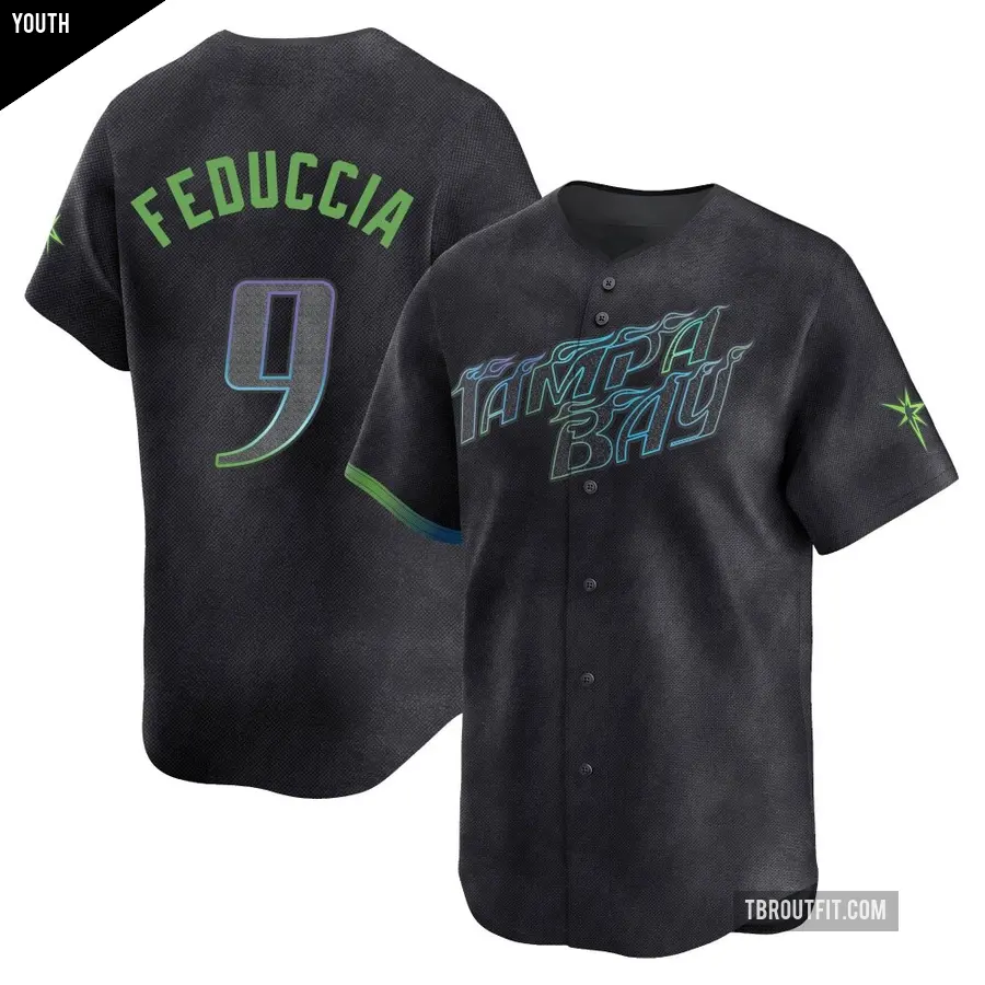 Youth Tampa Bay Rays ＃9 Hunter Feduccia Limited Charcoal 2024 City Connect Jersey