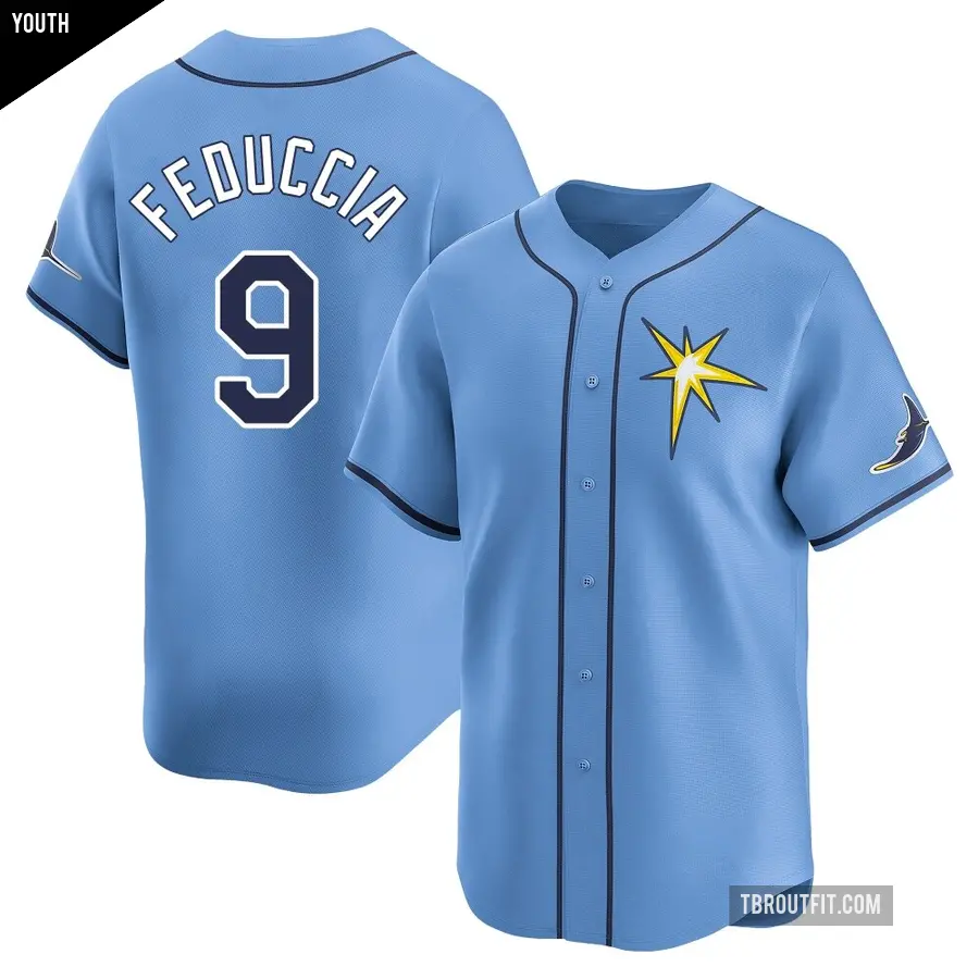 Youth Tampa Bay Rays ＃9 Hunter Feduccia Limited Light Blue Alternate Jersey